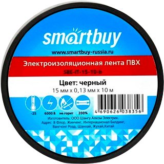 

Изолента SmartBuy SBE-IT-15-10-b 10м (черный)