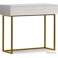 Консольный стол Shtabe Simple 7011 эко (травертин/белый/золото)
