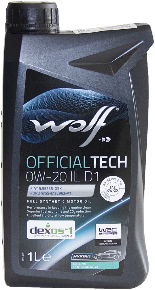 

Моторное масло Wolf OfficialTech 0W-20 IL D1 1л