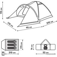 Треккинговая палатка RSP Outdoors Krewl 3 T-KRE-3-GN