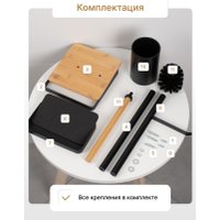 Держатель для туалетной бумаги и ершика FORA Bamboo Style FOR-ST-01BL (черный)