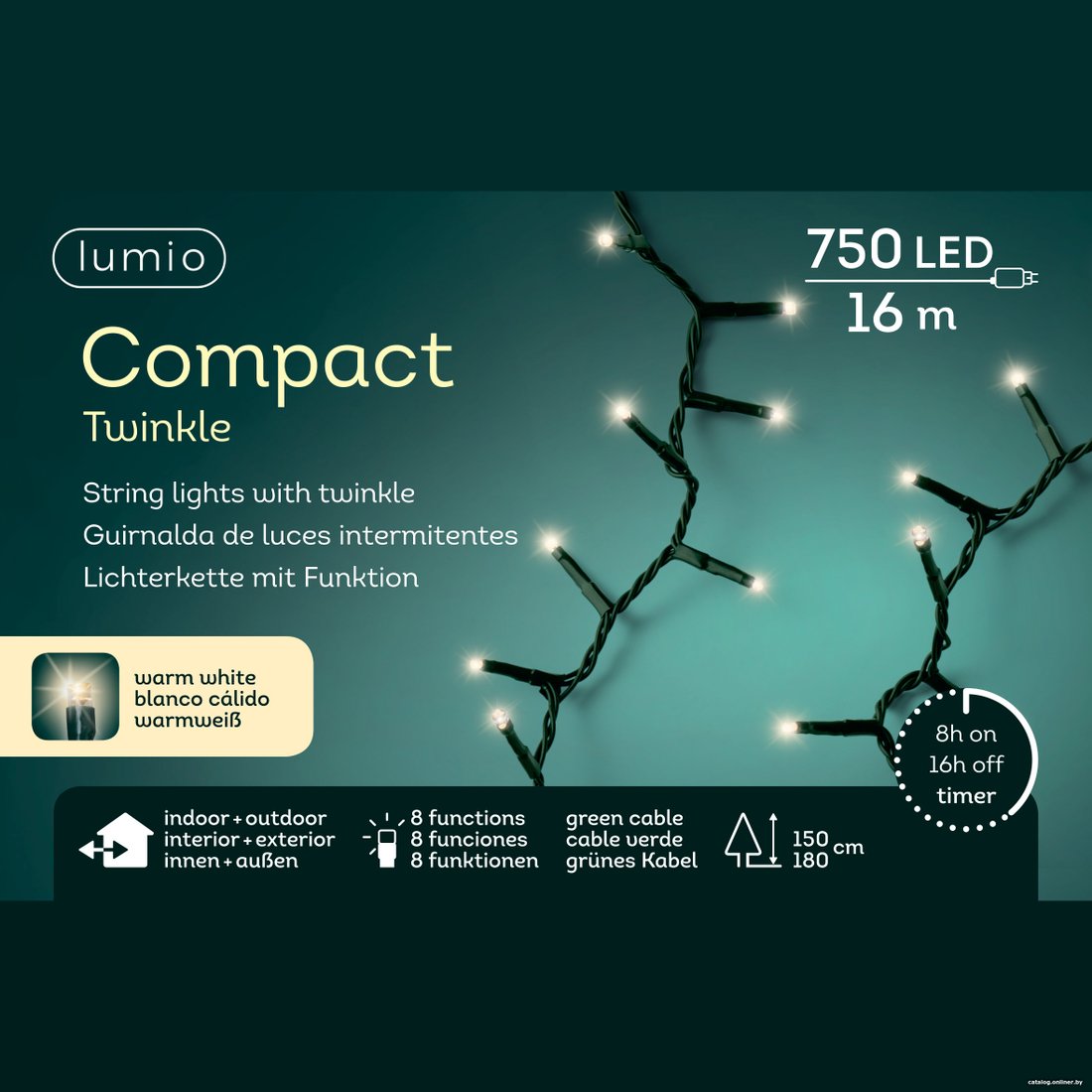 Светодиодная гирлянда Lumio Compact 750 Led 595351 (16 м)