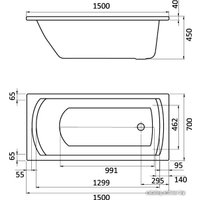 Ванна Santek Монако 150x70 комфорт [1WH112377]