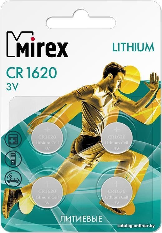 Батарейка Mirex CR1620 литиевая блистер 4 шт. 23702-CR1620-E4