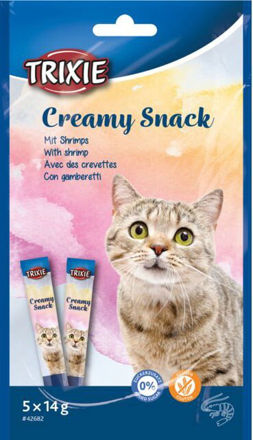 

Лакомство для кошек Trixie Creamy Snacks Shrimp (сливочная закуска с креветками) 5x14 г