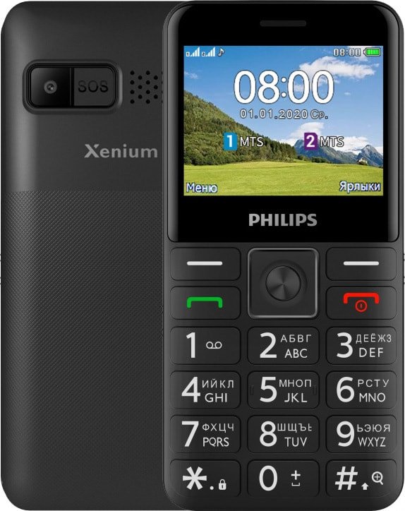 

Кнопочный телефон Philips Xenium E207 (черный)