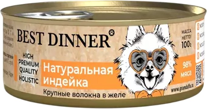 

Консервированный корм для собак Best Dinner High Premium Натуральная индейка (100 г)