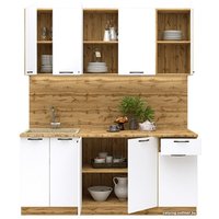 Готовая кухня Mebiplex Вивиан МДФ 1.8м 38мм (вотан/белый матовый) в Солигорске