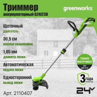Greenworks G24LT30 2110407 (без АКБ)