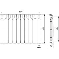 Биметаллический радиатор Теплоприбор БР1 500/90 (10 секций)