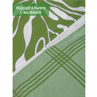 Евро комплект постельного белья Amore Mio Сатин Тропик Евро 24893 (зеленый/белый)
