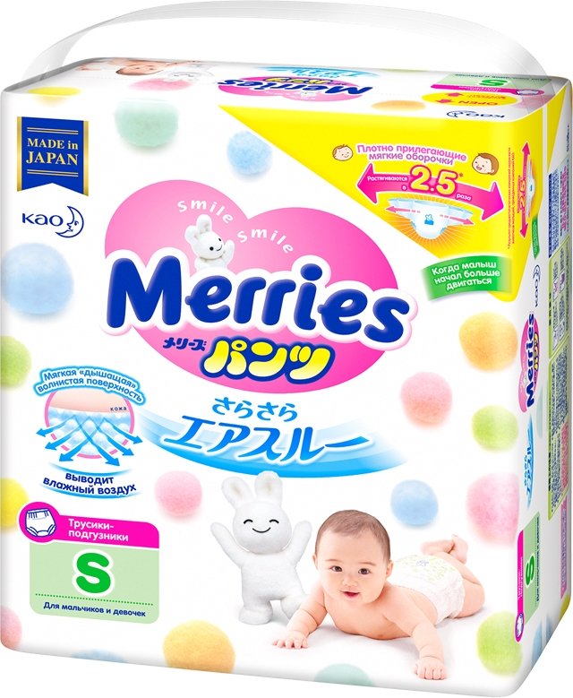 

Трусики-подгузники Merries S (62 шт)