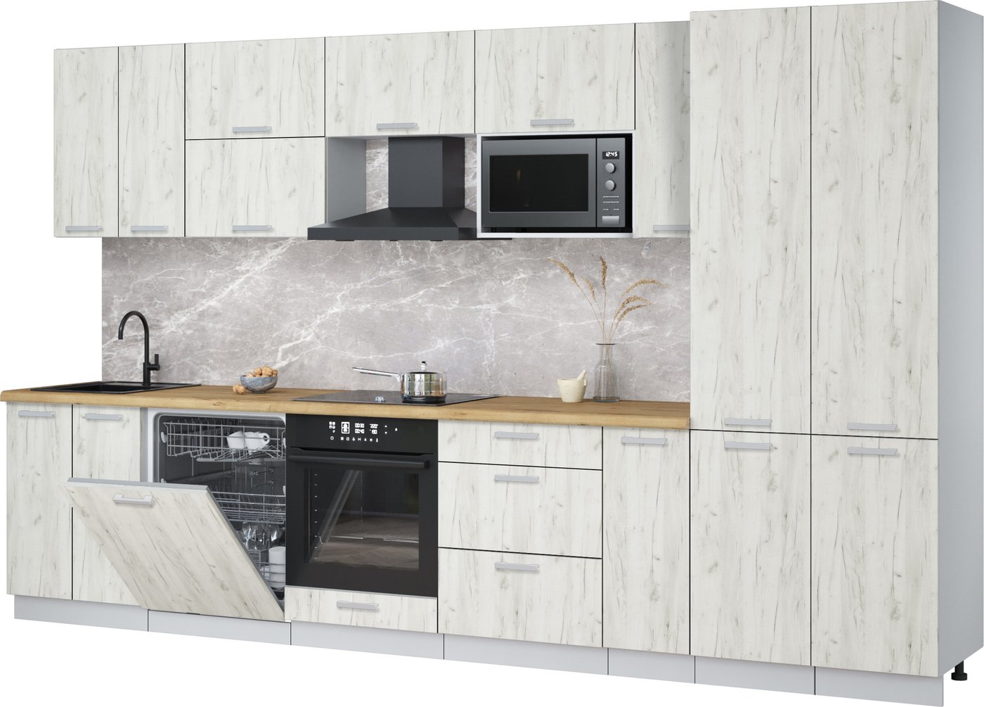 

Готовая кухня Интерлиния Мила Лайт 3.5-ПМ2 (дуб белый/дуб белый/дуб бунратти)