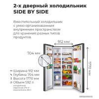 Холодильник side by side MAUNFELD MFF177NFSB