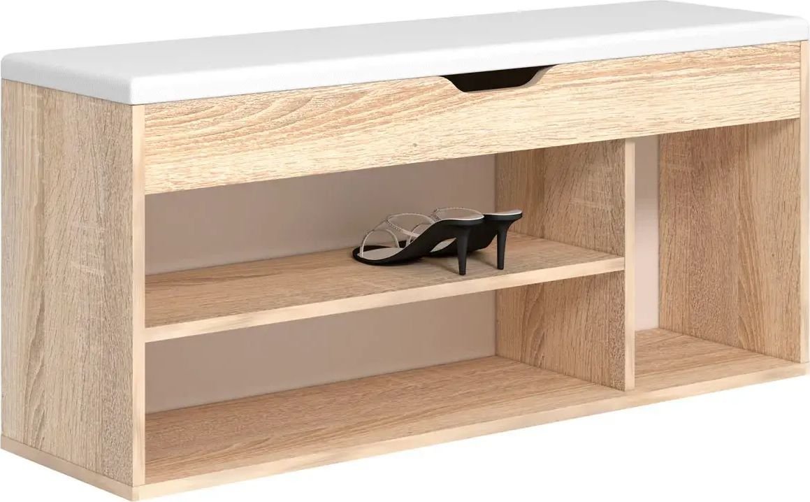 

Тумба для обуви Атлант-Мебель Лаки Тип 3 (дуб сонома/экокожа белая)