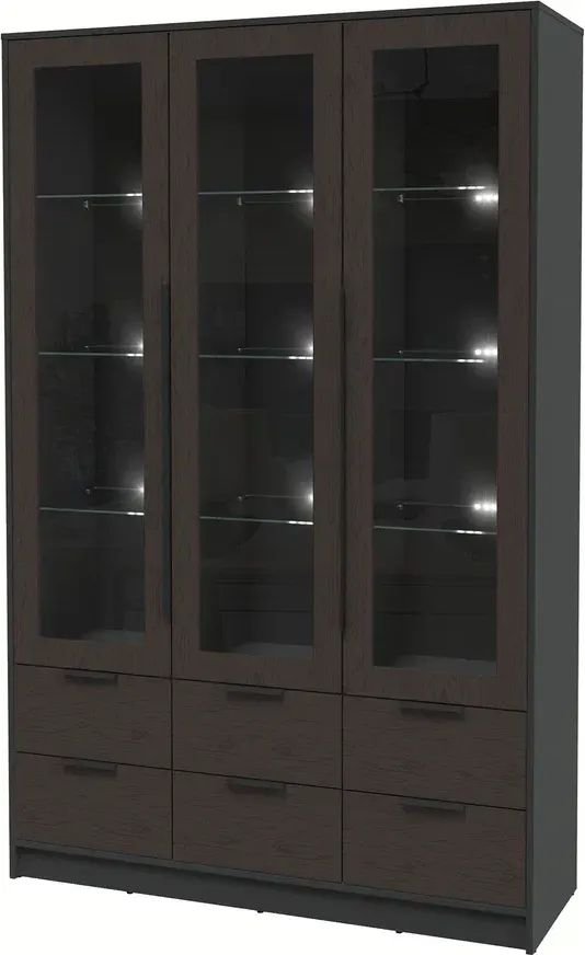 

Шкаф-витрина Интерлиния Концепт КТ-ШВ3 с подсветкой Глосс (антрацит/дуб английский)