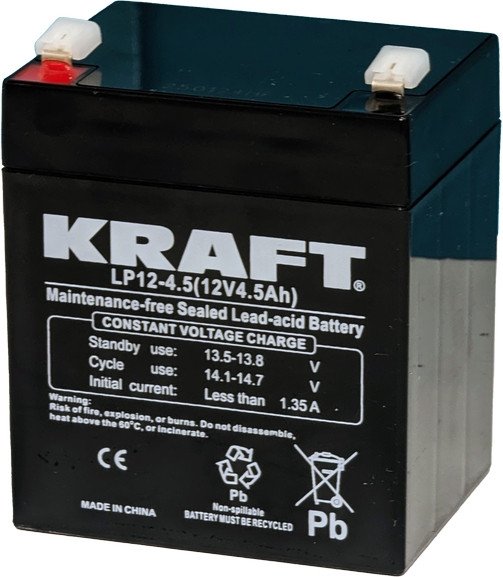 

Аккумулятор для ИБП KRAFT LP12-4.5 (12V/4.5Ah)