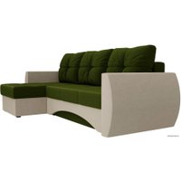 Угловой диван Лига диванов Сатурн 101054 (левый, микровельвет, зеленый/бежевый)