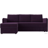 Угловой диван Лига диванов Слим левый (велюр фиолетовый)