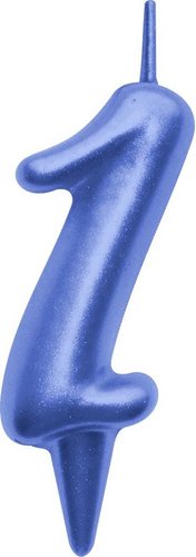 Свеча для торта Мультидом Овал Цифра 1 МС5-41 (синий)