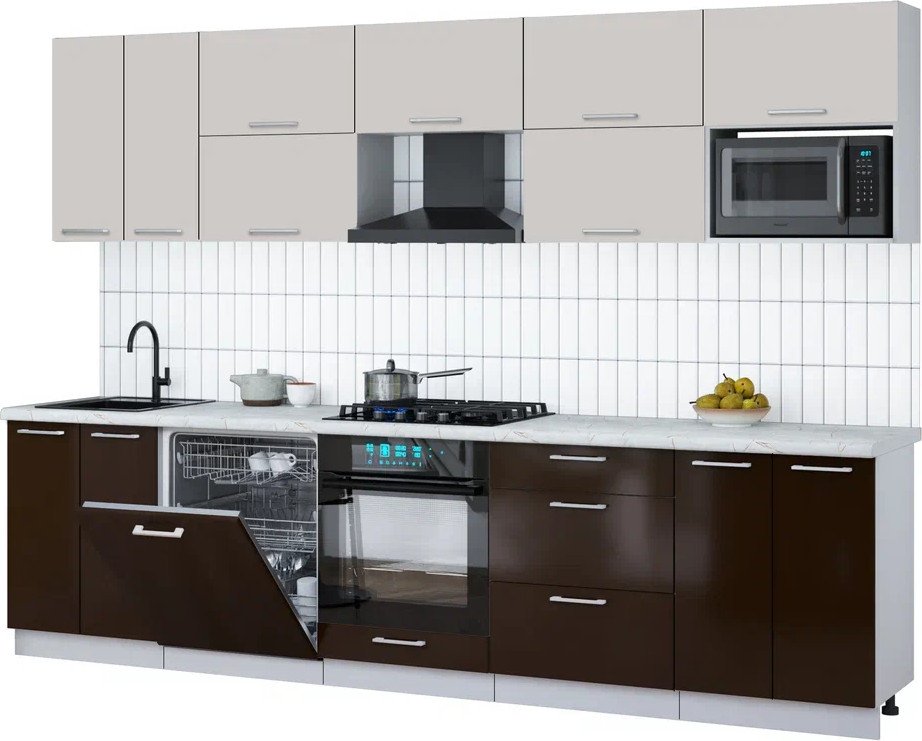 

Готовая кухня Интерлиния Мила Gloss 3.0-ПМ2 (шоколад глянец/кашемир/серый каспий)