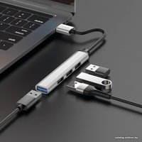 USB-хаб Hoco HB26 (серебристый)