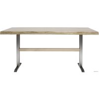 Кухонный стол Buro7 Двутавр 180 (с обзолом, дуб беленый/серебро)