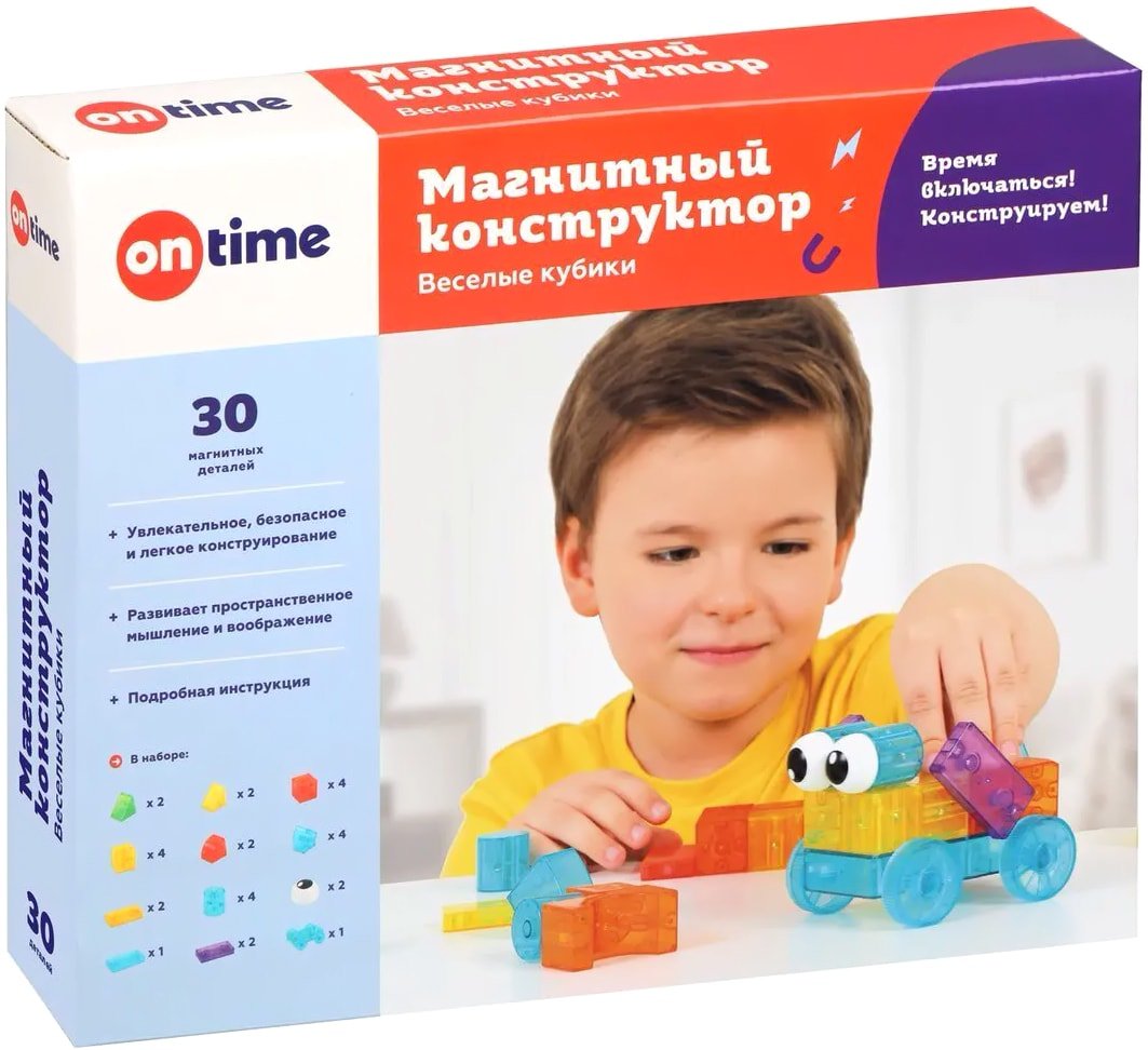 

Магнитный конструктор On Time Магнитный конструктор 45039 Веселые кубики