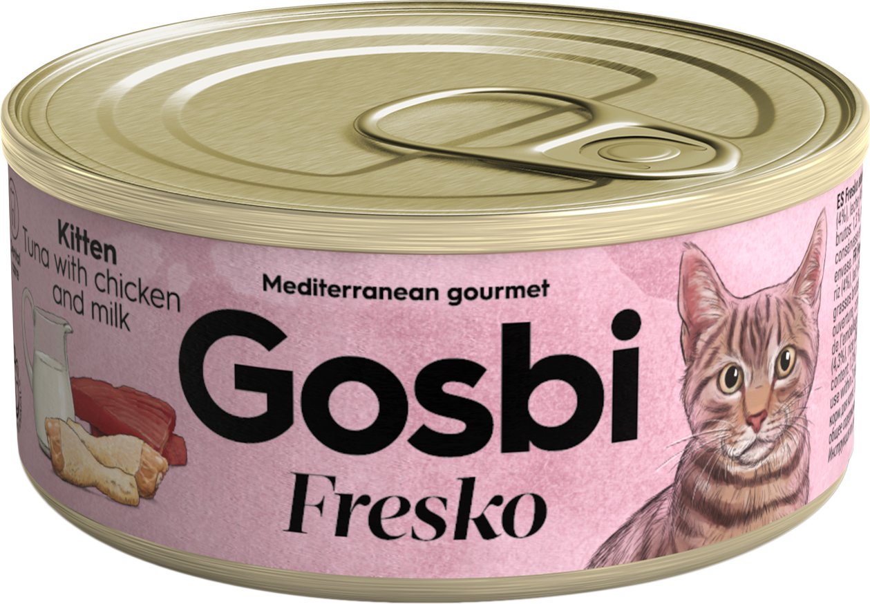 

Консервированный корм для кошек Gosbi Fresco Kitten Tuna with Chicken & Milk (Тунец с курицей и молоком) 70 г