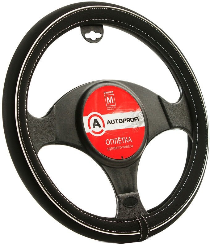 

Оплетка на руль Autoprofi AP-2020 BK/WH (M) (черный/белый)