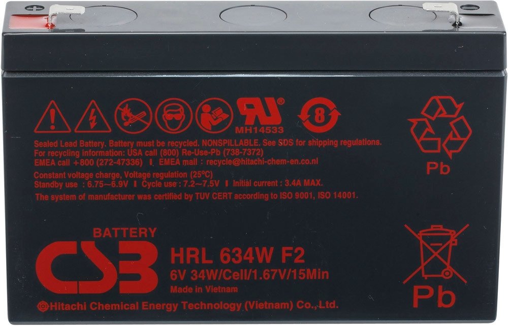 

Аккумулятор для ИБП CSB Battery HRL634W F2 (6В/9 А·ч)