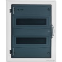 Бокс пластиковый Elektro-Plast Eco Box 2x12M, N/PE 3x 2x16+7x10mm2, дымчатая пласт. дверь, белый RAL9003, 430x350x95mm, IP40