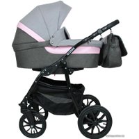 Универсальная коляска Alis Alvaro F (3 в 1, Al 03 темно-серый/светло-серый/розовая кожа)