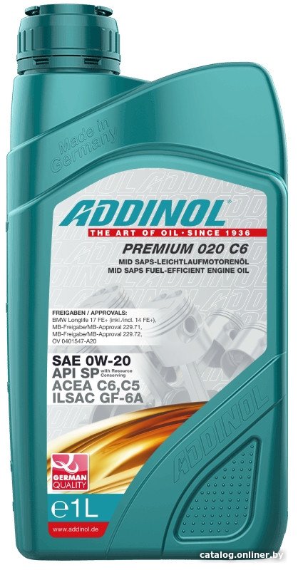 Моторное масло Addinol Premium 020 C6 0W-20 1л