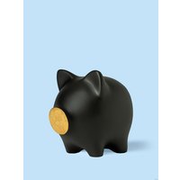 Копилка для денег PIG BANK свинка-копилка L (черный с золотым пятачком)