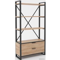 Стеллаж Hype Mebel Стандарт Люкс 80x170 (черный/дуб галифакс натуральный)