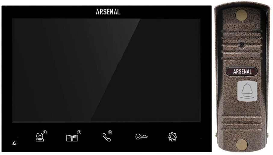 Комплект видеодомофона Arsenal Грация Pro SD (черный) + Триумф Pro (коричневый)