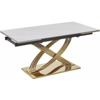 Кухонный стол Signal Hermes II 160-240/90 (эффект белого мрамора/золотой)