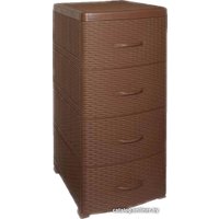 Комод ВиолетПласт Ротанг 4 секции (какао) в Борисове