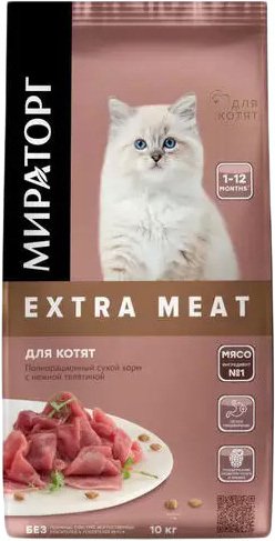 Мираторг Extra Meat c нежной телятиной для котят в возрасте от 1 до 12 месяцев 10 кг