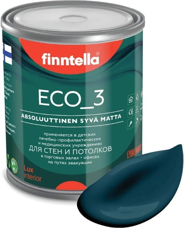 

Краска Finntella Eco 3 Wash and Clean Valtameri F-08-1-1-LG95 0.9 л (темн-бирюз)