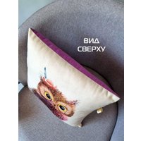 Декоративная подушка Matex Fluffy. Совушка 61-670 (белый/коричневый/светло-фиолетовый)