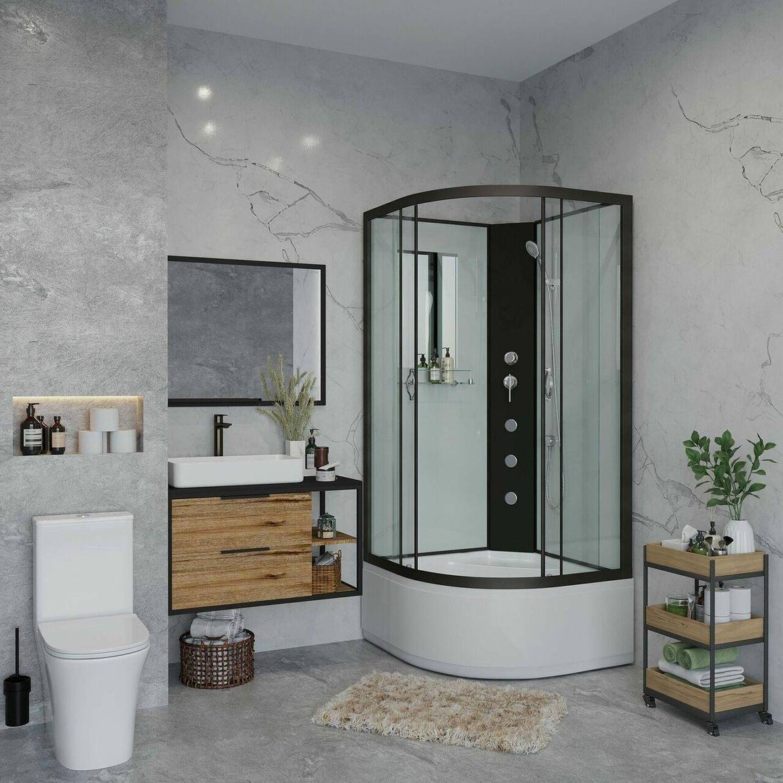 

Душевая кабина Niagara NG-6708-14BKG 90x90x215