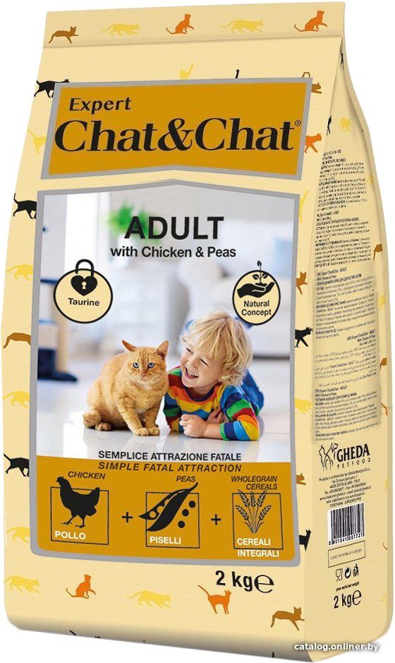 Сухой корм для кошек Chat&Chat Expert Adult with Chicken & Peas (Курица с горошком) 2 кг