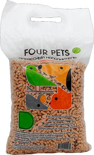 Наполнитель для туалета Four Pets древесный 15 л