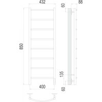 Полотенцесушитель TERMINUS Классик П8 400x850 (RAL 9003 белый, Quick Touch)
