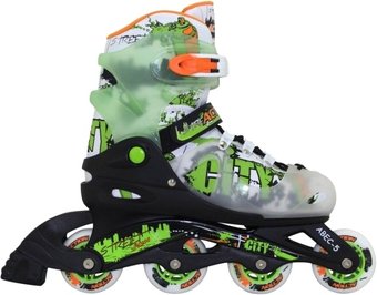 Роликовые коньки Action PW-395 (р. 30-33, черный/зеленый/белый)