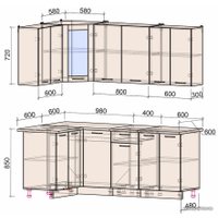 Готовая кухня Интерлиния Мила 12x20 (бетон-антрацит-травертин)