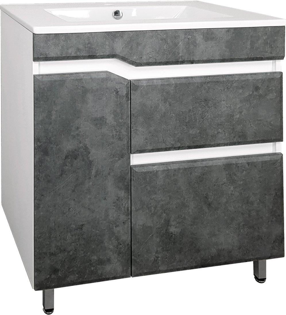 

Toppus Тумба Velvet 75 с умывальником Quadro (черный камень)