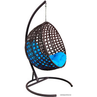 Подвесное кресло M-Group Круг Люкс 11060203 (коричневый ротанг/голубая подушка)